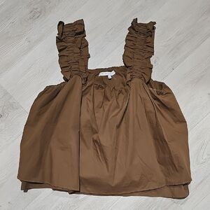 English Factory Chocolate Ruffled Blouse